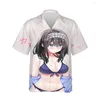 M￤ns casual skjortor jumeast 3d bikini anime m￤n skjorta s￶t s￶t tjej baggy kl￤der sommar kort ￤rm f￶r streetwear blusar toppar