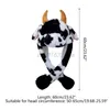Czapki z czapki LED LED Up Plush Animal Hap z poruszającymi się skokowymi uszami kreskówka mleka krowa czapka earflapowa nadziewana zabawki Boże Narodzenie Halloween PO rekwizyty 220921