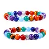 Healing Yoga 7 Chakra Stone Bracelet Strand Red Agate Yoga Gemstone Beaded Bracelets wristband for Men Women Fashion Jewelry