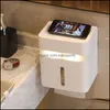 Tissue Boxes Napkins Waterproof Wall Mounted Toilet Roll Holders With Led Sensor Lights Bathroom Paper Box Rack Drop Deli Bdesports Dhh2D