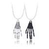 S3222 Halloween Silver Black Skeleton Hand Netlace for Men Women Holldactions 2pcs/set