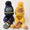 Scarves Wraps Hats Scarves Gloves Sets Doit Baby Kids Beanie Dinosaur Rabbit Bear Cartoon 2 pcs Boys Girls Winter Villus Hat Scarf Set For 2 to 7 Years