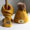 Scarves Wraps Beanie Skull Caps Autumn winter children's hat scarf set of two Cute boys and girls with thick fluffy hats Baby cute knitting wool jumper