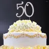 Festive Supplies 50th 50 Diamante Rhinestone Crystal Number Picks Cake Topper Silver