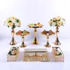 Ensemble de supports à gâteaux en métal cristal, outils de cuisson, vente en gros, 8 pièces, décorations de cupcakes, socle à Dessert, plateau d'exposition pour fête de mariage