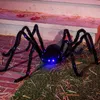 その他のお祝いのパーティー用品125cmハロウィーンデコレーションスパイダーサイズの明るいLEDプラッシュジャイアントウェブバーホーンテッドハウスプロップホリデーアウトドア220922