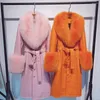 Pelle da donna YOLOAgain Plus Size Women Real Fur Collar Genuine Trench lungo