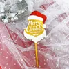 Feestelijke voorraden Merry Christmas Party Acryl Cake Toppers Elk Sleigh Happy Year Topper voor Home Xmas Decorations 2022