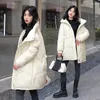 Tranch feminino Casacos 2022 Jaqueta de inverno Parkas Mulheres Longo Casaco Longo Caspo Brilho Down Algodão Espesso quente Casual Casual Impermenda à prova d'água