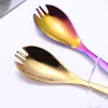 Multifunction Double Head Spoon Fork Stainless Steel Home Kitchen Dining Flatware Noodles Ice Cream Dessert Spoons Forks Cutlery Tool