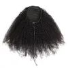 Mogolian Afro Kinky Curly Cordon Queue De Cheval Extensions De Cheveux Humains 4B 4C Remy 10-30 Pouces De Long Clip Droit En Queue De Cheval