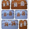 Wskt pas cher NCAA Vintage Texas Longhorns College Maillots Football 10 Vince Young 34 Ricky Williams 20 Earl Campbell Jaune Blanc Cousu Jersey