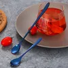 Lange handgreep lepel roestvrij staal gouden huis keuken dineren flatware ijs dessert lepels kids baby bestek gereedschap