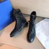Lace-up Pearl Ankle Boots Martin Boots Luxury Designer Suede Boot Women skor Plattform rundad tå Short Booties Factory Factwear