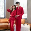 Men's Sleepwear FZSLCYIYI Summer Couple Solid Color Pajamas Set Spring Lovers Men Women Long Sleeve Pants Satin Homewear Nightwear