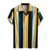 Men's Tank Tops 2022 Men Striped Shirt Turn-down Collar Streetwear Short Sleeve Button Casual Camisa Hombre Leisure Oversized Camisas