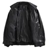 Skórzana kurtka męska Faux Pu Mężczyźni czarny miękki motocykl motocyklowy płaszcze płaszcze męskie kieszenie bombowcowe ubrania 220922