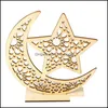 Decora￧￣o de festa Eid Mubarak Decora￧￣o de madeira artesanato diy artesanato de madeira Estrela da estrela Mesquita Ornamentos Al-Fitr Ramad￣ para casa D mxhome dhq64