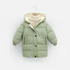 Children Winter Boys Girls Coat Light Down Thicken Warm Long Jackets Pure Color Toddler Kids Outerwear