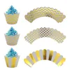 Świąteczne zapasy JQSYRISE 12PCS Gold Black Stripeed Fave Fael Cupcake Opakowania ślubne przyjęcie urodzin