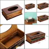 Tissue Boxes Napkins Retro Wood Book Shape Box Rec Napkin Paper Holder Ring Storage Case Drop Delivery 2021 Home Garden Kitc Mxhome Dhji5