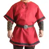 Męskie koszulki Mężczyźni Cosplay Medieval Vintage Renesans Viking Warrior Knight Costume Nordic Army Pirate Tunik koszulka TOPS269V