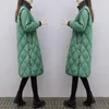 Damesgeulcoats mode Long Parka vrouwen 2022 Winterjas losse watten katoenen gekantde standaard coller jas uit het kader van het dikke warmte warm warm warm