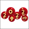 Party Decoration 6Pcs Chinese Year Paper Fans Decorations Happy 2022 Tiger Years Window Wall Drop Delivery 2021 Home Garden Fe Mxhome Dhrfu