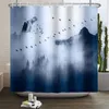 Shower Curtains Misty Forest Natural Woodland Modern National Bathroom Curtain Waterproof Anti peeping Bathing Cover with Hoops 220922