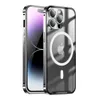 iPhoneのスライドバックルアルミニウム合金金属フレームケース14 13 12 Pro Maxサポートマグサフのサポートワイヤレス充電バックカバー