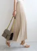 Kjolar varum￤rkesdesigner kvinnor v￥ren h￶st elegant chic solid veckad kjol h￶g midja lyxmode med elastisk kvinnlig C-035 220922
