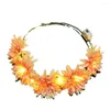 Vlecht Decoratieve bloemen Lichtgevende slinger Toeristische attracties Bos Meisje Rotan Roos Hoofddeksels LED-hoofdband Bruiloft Haarband Acce