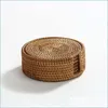 Sottobicchieri Sottobicchieri in rattan intrecciato Tappetino per tazza fatto a mano Bevande Piatti con bordo arrotondato Piatti Insaporiti per cucina 1 set 6 pezzi Consegna a goccia Bdebag Dhdoe