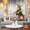 Kuddefodral Happy Year 2023 God juldekorationer för Home Santa Elk Sofa Ornament Cushion Cover 45x45cm