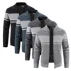 Herrtr￶jor Anti-pilling Stylish Wear-best￤ndig f￤rg Matchande m￤n Tr￶ja Jacket Stand Collar Winter Zipper f￶r arbete