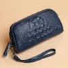 Wallets 3D Alligator Women Wallet Genuine Leather Wrist Bag Coin Purse Holder Cowhide Ladies Clutch Money Black