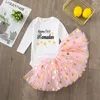 Conjunto de 2 peças de vestidos para meninas personalizado First Eid Baby Girls Traje Tutu Dress Outfit para bebês e crianças pequenas Ramadã