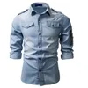 Chemises décontractées pour hommes hommes Denim Jeans chemise automne chemises à manches longues décontracté Slim rétro Denim hauts 220921