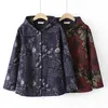 Vêtements d'extérieur grande taille pour femmes Manteaux 4xl Manteau Femme Vêtements LOOSE Hooded Floral Print Cotton Linen Jacket Winter Middle And Old Age Fleece Warm WEARWEAR 220922