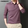 Men Polos Coodrony Brand Spring الخريف عالي الجودة الكلاسيكية غير الرسمية اللون النقي 100 ٪ من القطن الطويل الأكمام البولو-شيرت الرجال قمم C5069 220922