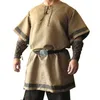 T-shirts pour hommes Hommes Cosplay Médiéval Vintage Renaissance Viking Warrior Knight Costume Nordic Army Pirate Tunique Chemise Tops269V