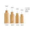 10ml 15ml 30ml 50ml Bamboo Shell Glass Dropper Empty Bottle For Aromatherapy Essential Oil DIY Perfume Lotion Cosmetic Sub-bottling Can engraved logo