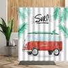 Duschvorhänge Wald Camping Poster Vorhang Wohnmobil Auto Wald Badezimmer Bad Dekore Outdoor Landschaft Hintergrund Stoff 3D Raum Set 220922