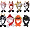 Caps de gorro LED LED Light Up Plush Animal Hat com orelhas de pulo em movimento Cartoon Milk Cow Earflap Toys recheado Brinquedos de Natal