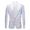 Abiti da uomo Blazer Uomo Velluto bianco puro Paillettes color fantasia Cantanti da night club Matrimonio Sposo Prom Tuxedo Giacca da uomo slim fit Blazer 220922