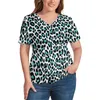 Camicia Leopard Skin Print T Plus Size Trendy Spotted Striped Pretty S Maniche corte Scollo a V T-shirt casual Top estivi da donna