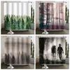 Shower Curtains Misty Forest Natural Woodland Modern National Bathroom Curtain Waterproof Anti peeping Bathing Cover with Hoops 220922