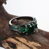 Wedding Rings UFOORO Fashion Black Gun Promise Jewellery Princess Green Zircon Engagement Ring For Women Party Gift