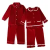 Pyjamas Pyjamas Enfants En Gros Enfants Vêtements Blanc Vêtements De Nuit En Coton Pyjama De Noël À Volants Volant Toddler Fille Velours Ensemble 220922