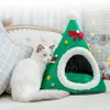 Autumn Winter Warm Pet Cat Beds Christmas Cap Forms husdjur Hemstängda avtagbara tvättbara svampkatter bonar Xmas husdjur leveranser bh7624 tyj